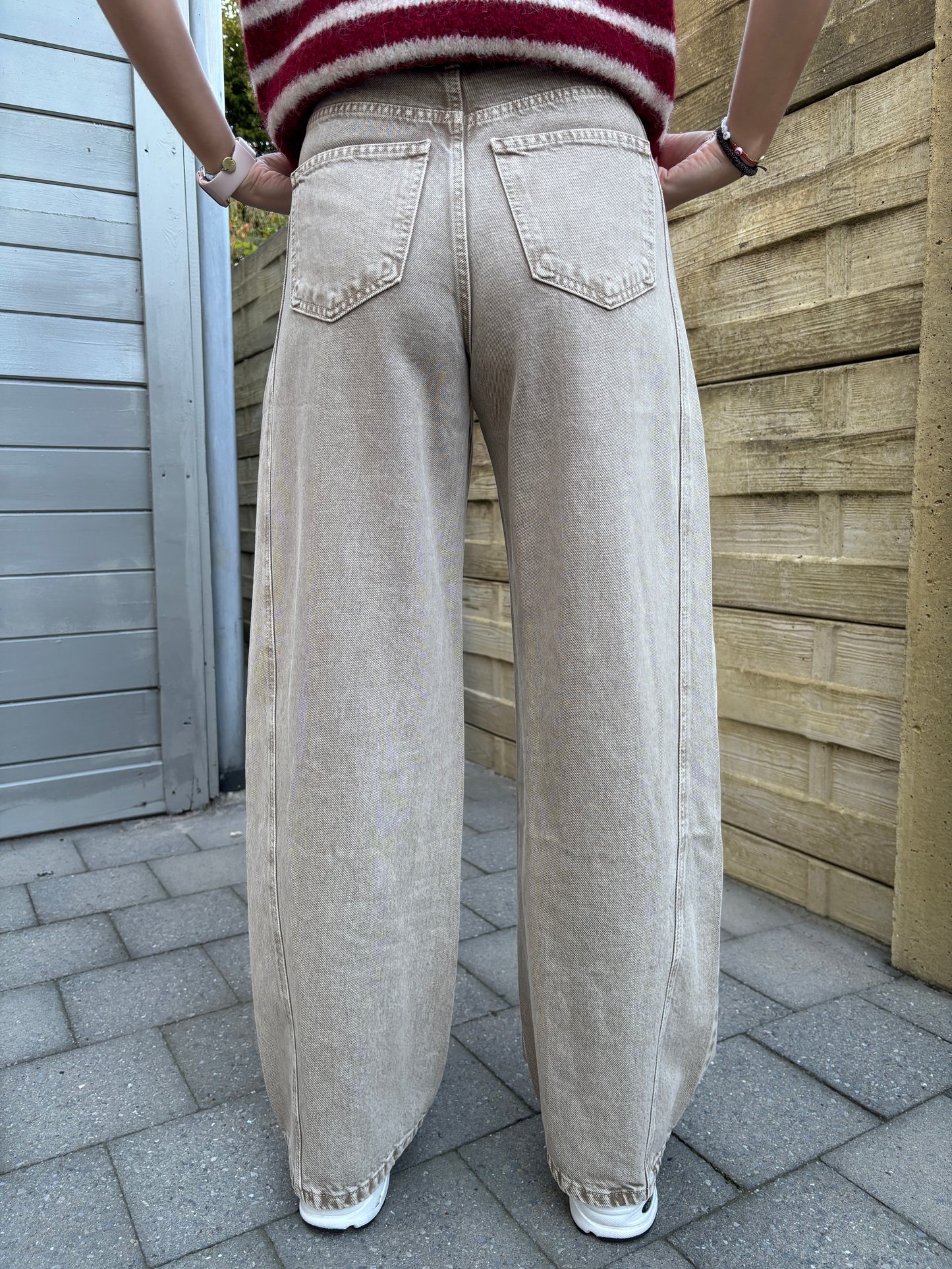 Wide leg jeans - beige