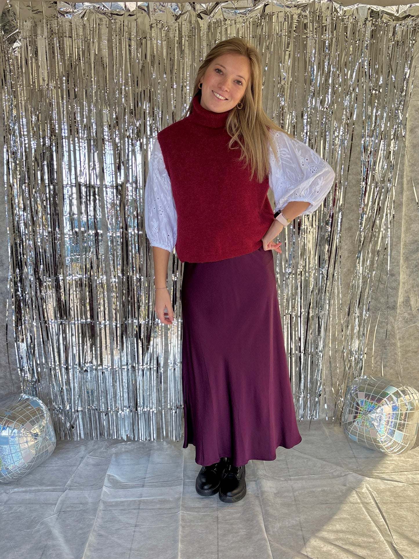Satijnen rok - plum