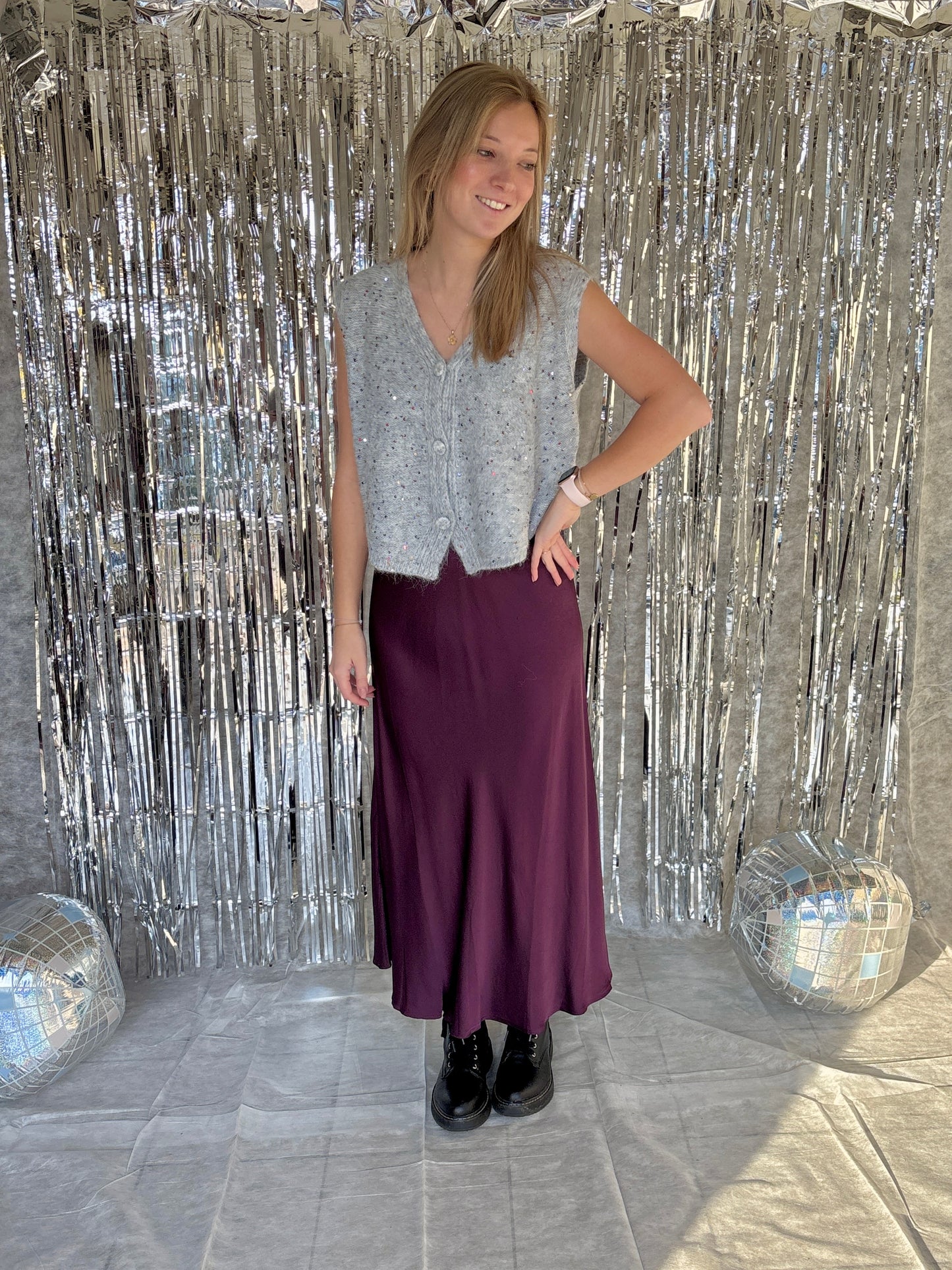 Satijnen rok - plum