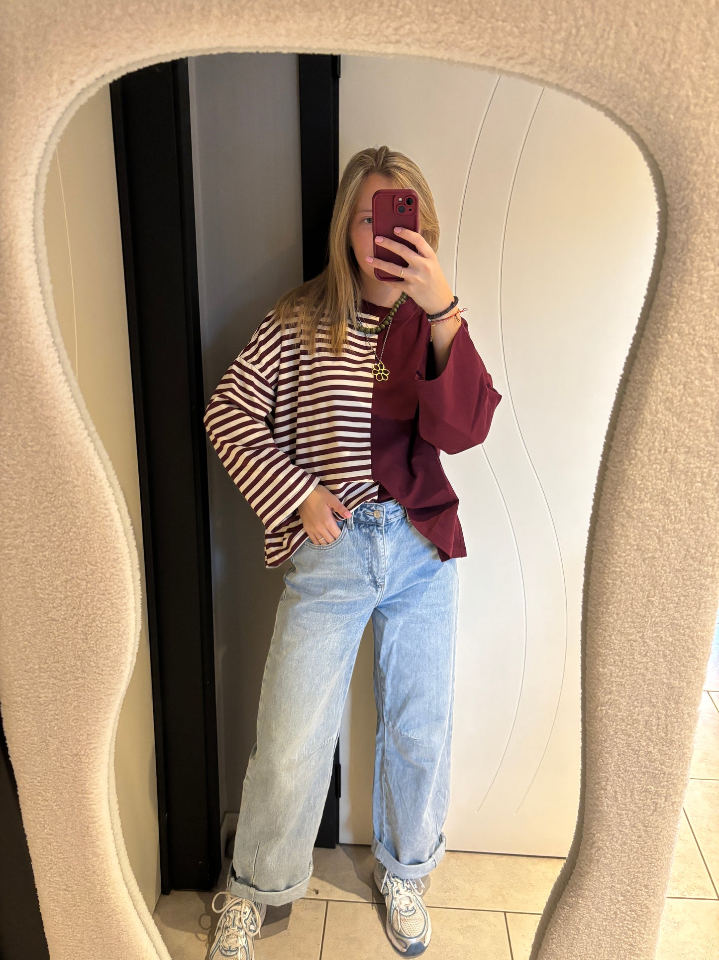 Billy longsleeve - bordeaux/wit