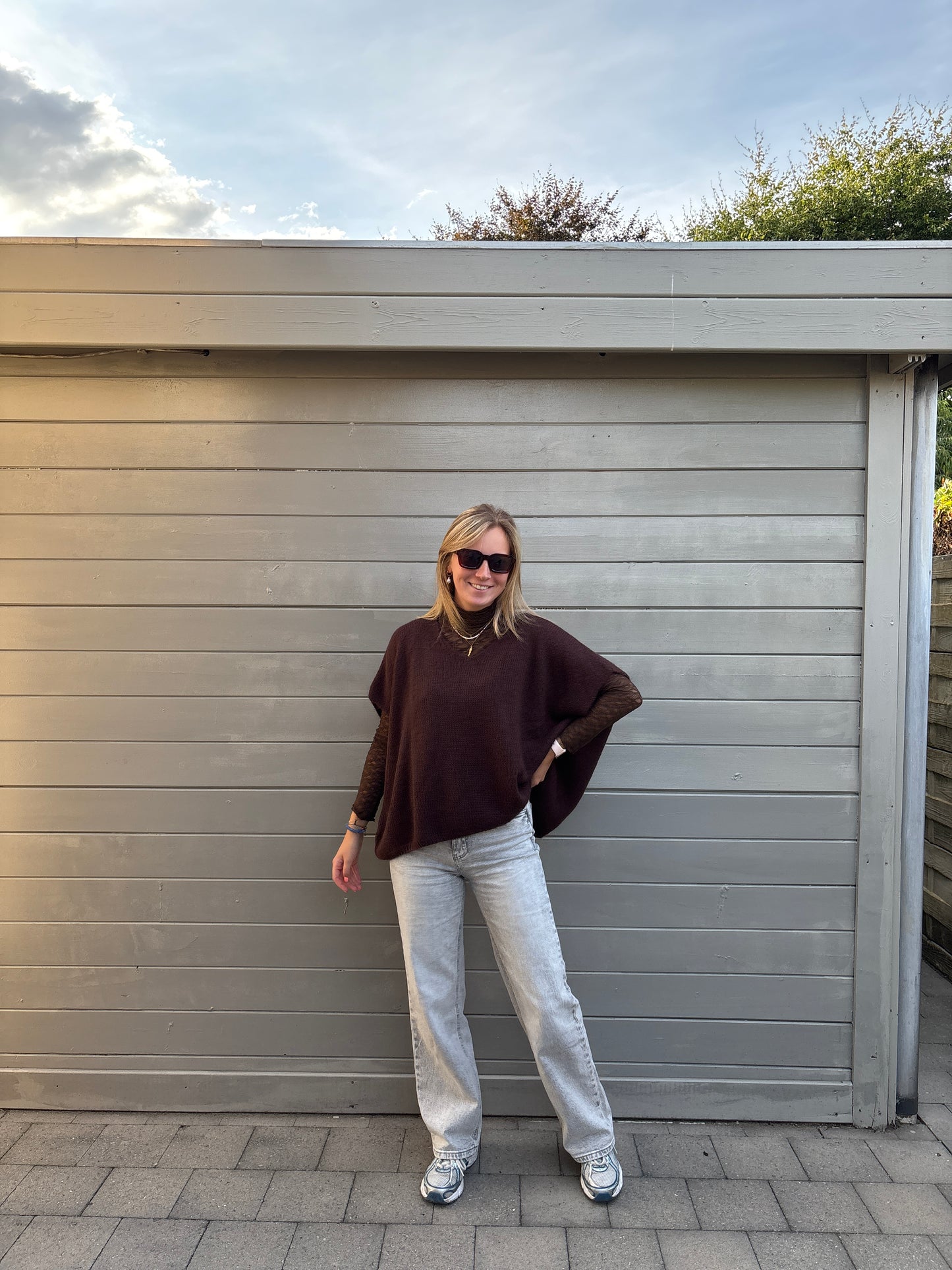 Allis kanten top - bruin