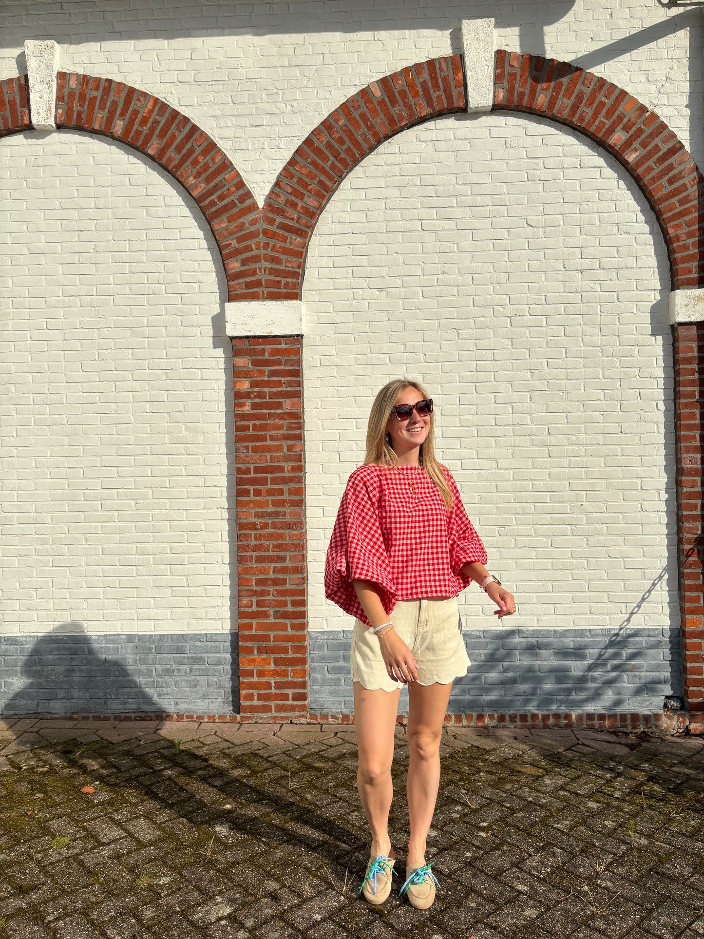 Lilly blouse - rood ruitjes