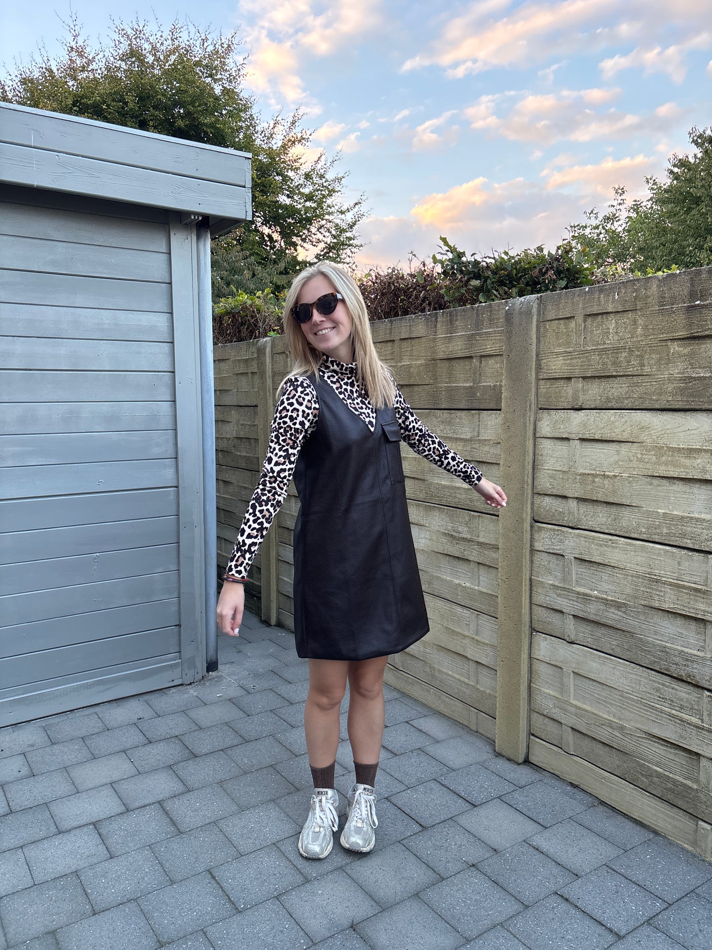 Lois lederen jurk - bruin