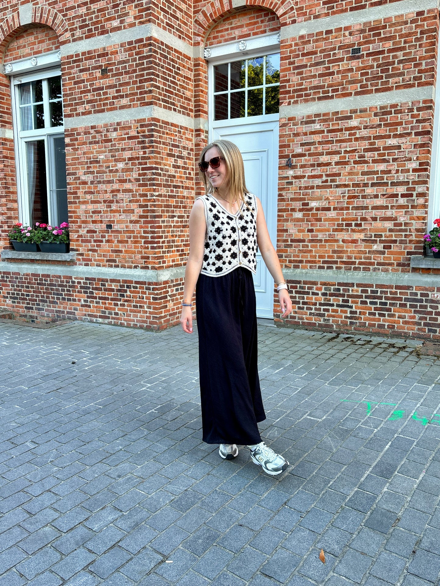 Lara top - zwart/beige