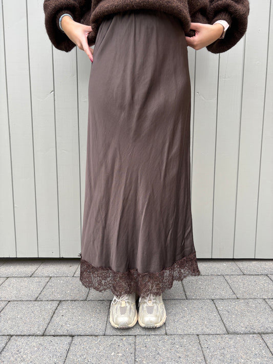 Kira satijnen rok - bruin