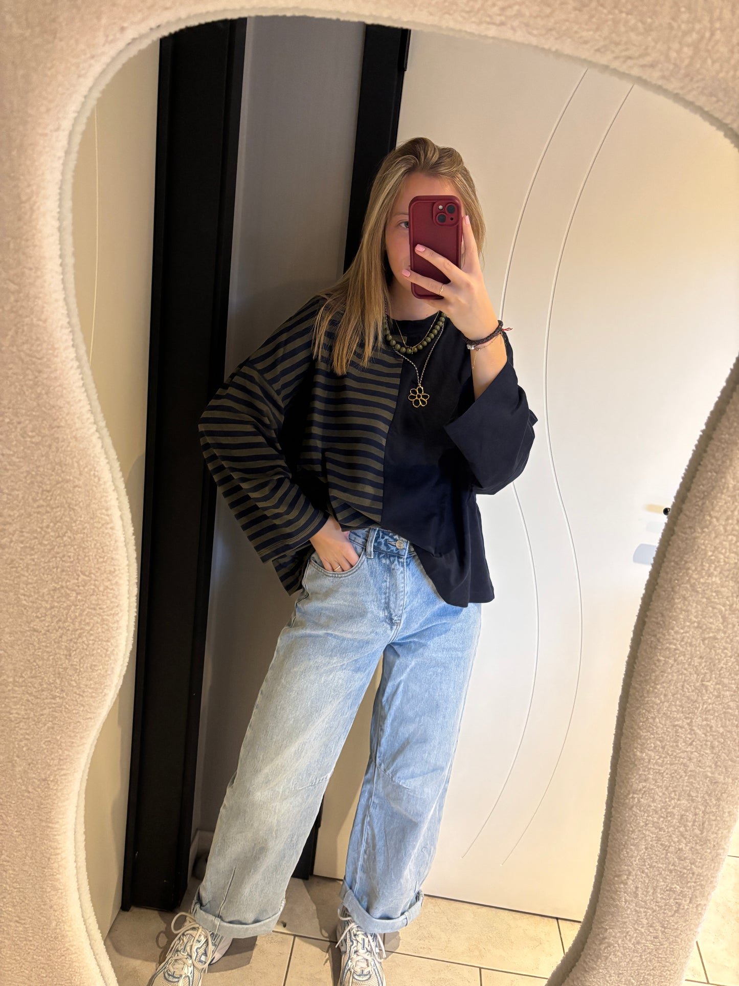 Billy longsleeve - donkerblauw/kaki