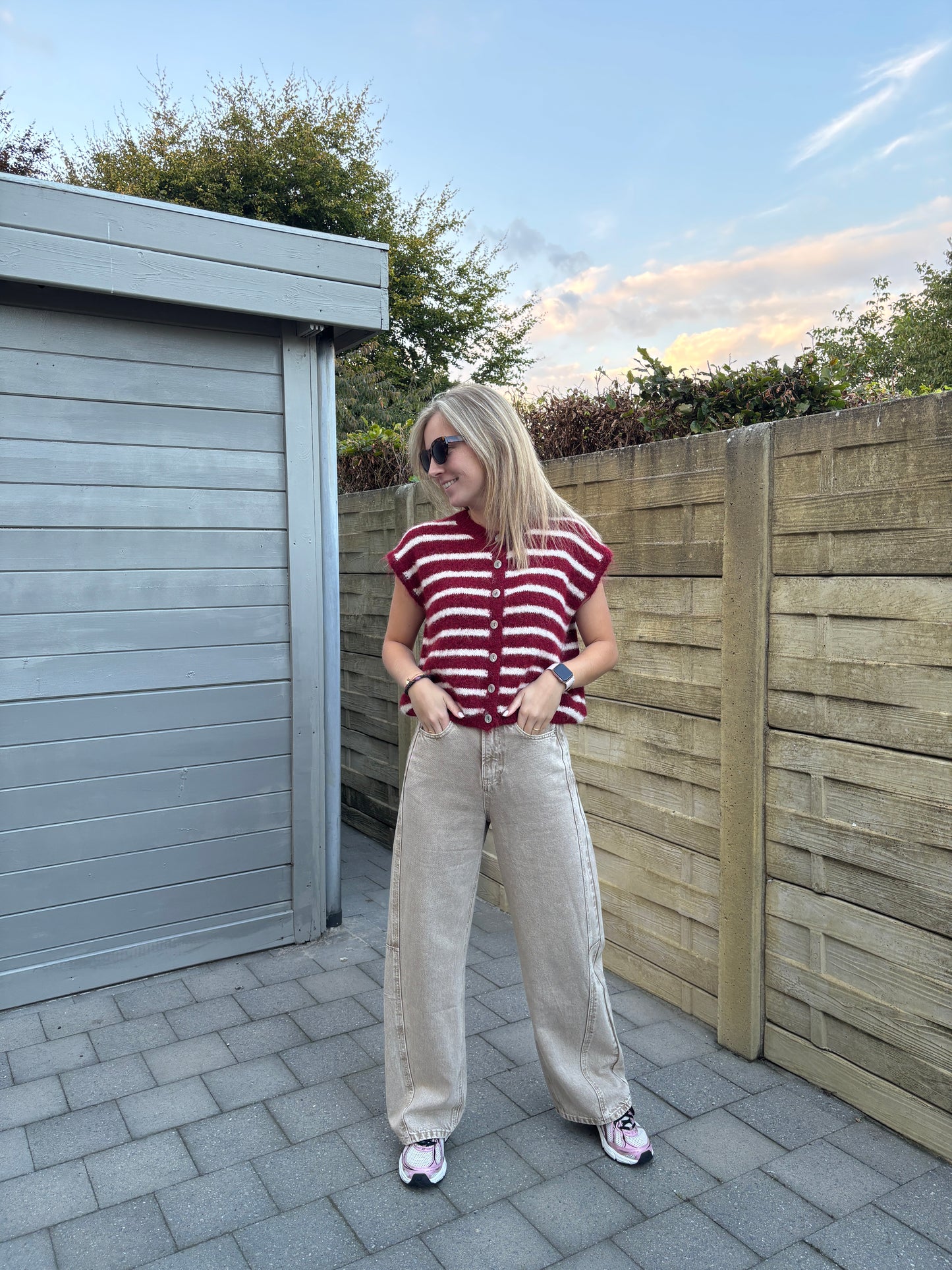 Wide leg jeans - beige