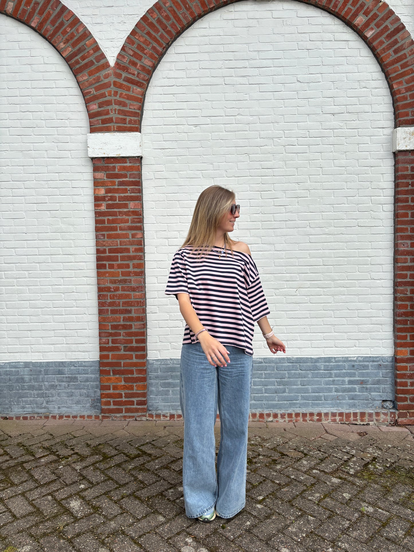 Nena T-shirt - donkerblauw/roze