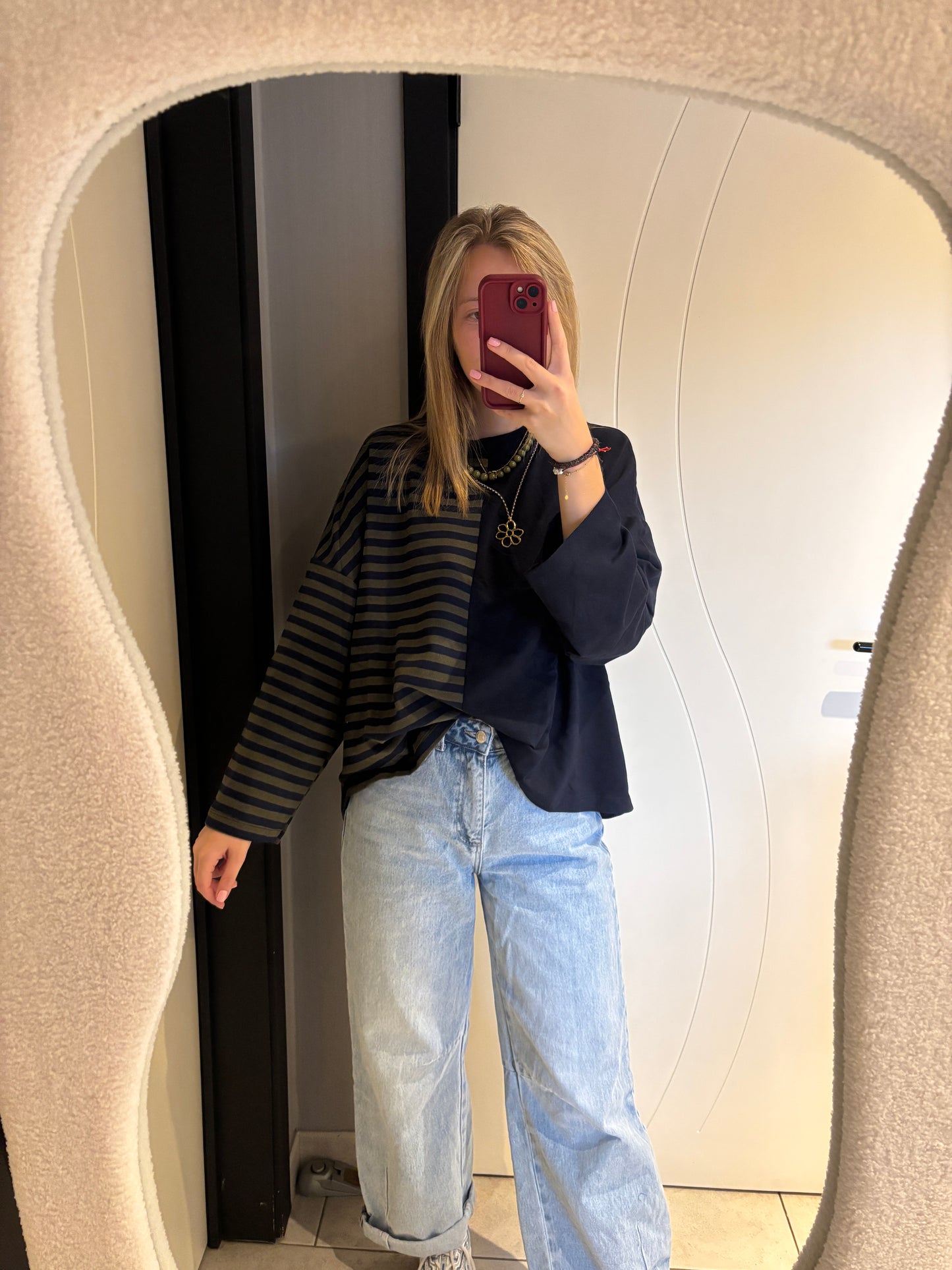 Billy longsleeve - donkerblauw/kaki
