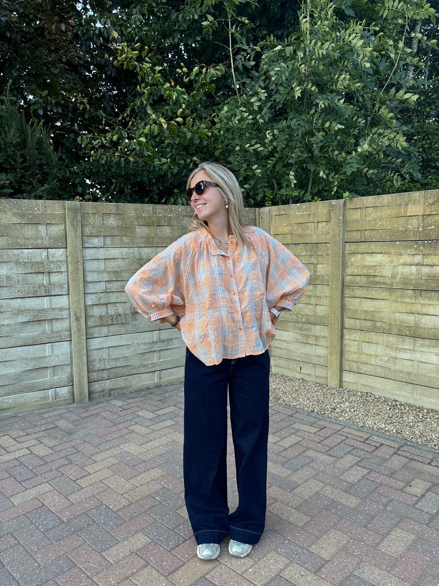 Liva blouse - bruin/oranje