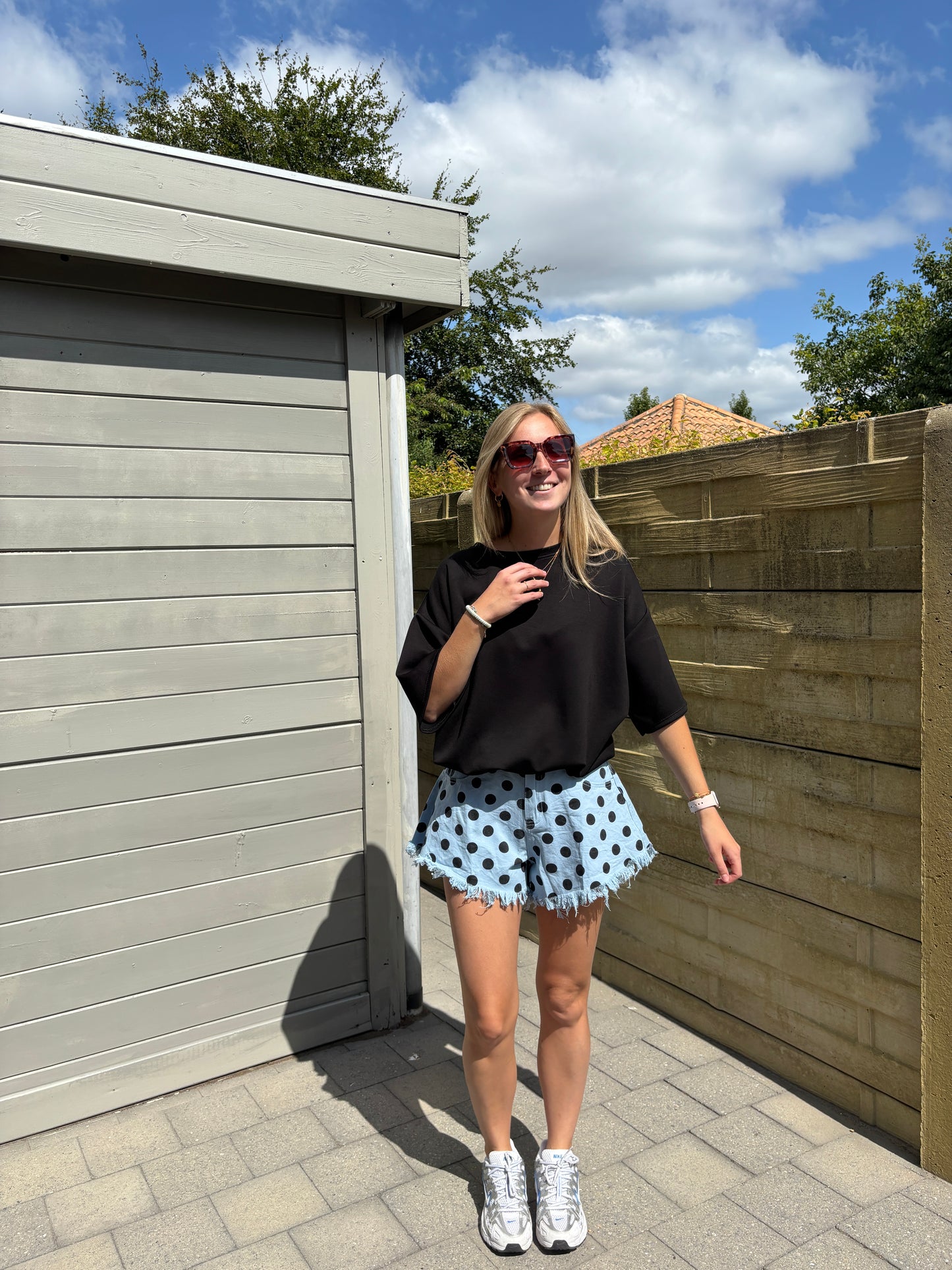 Mia jeansshort - blauw/zwart