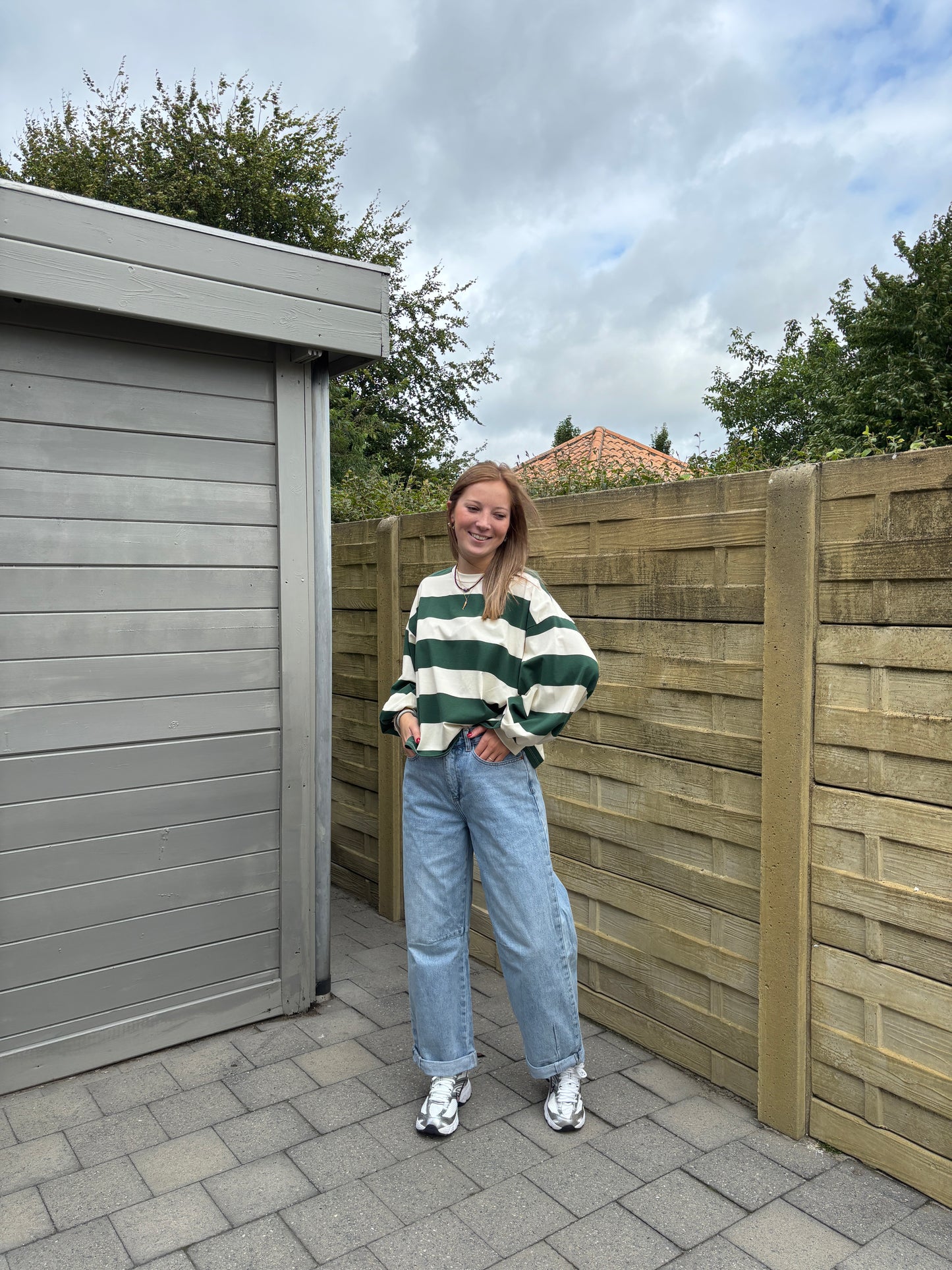 Viv sweater - ecru/groen