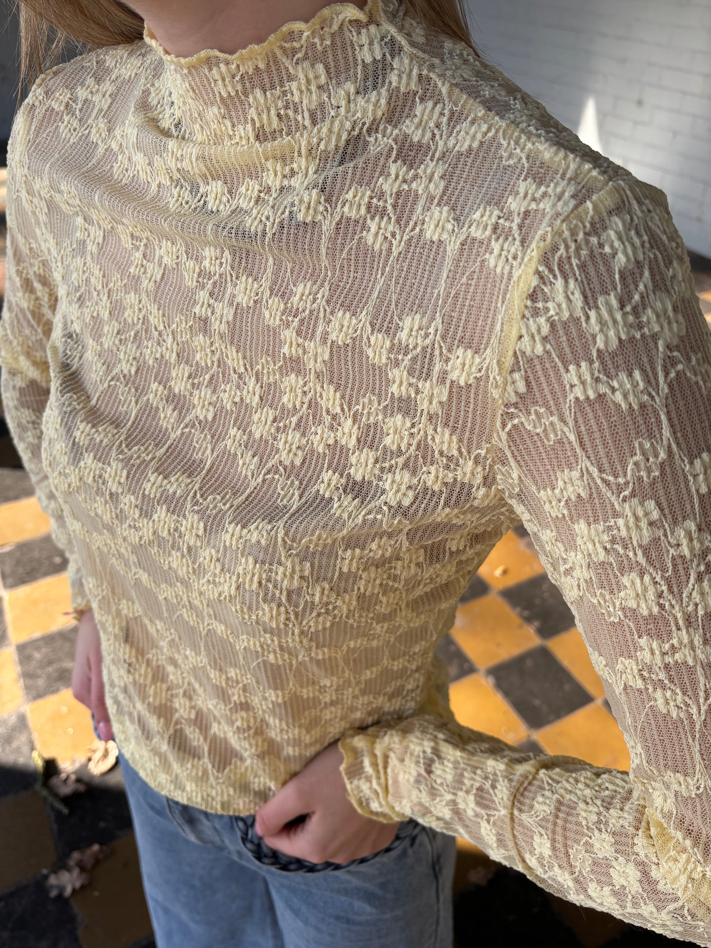 Stella kanten top - geel