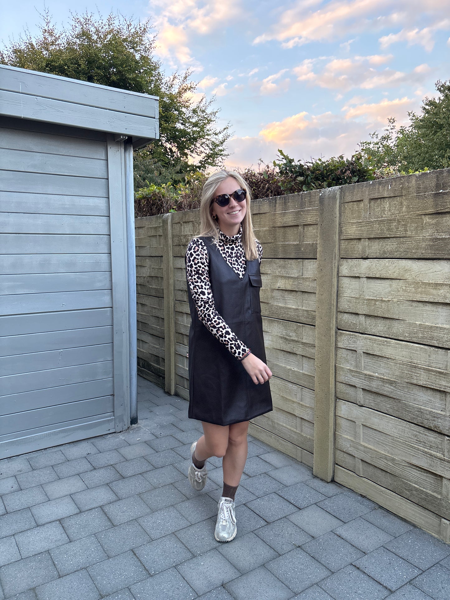 Lois lederen jurk - bruin