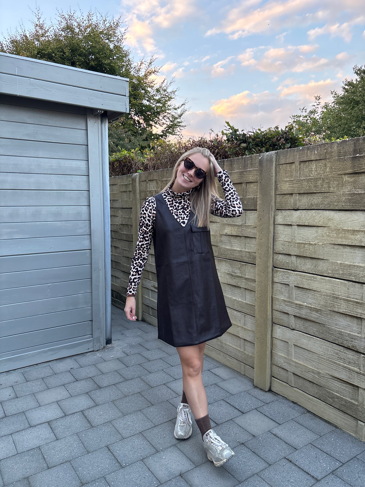 Lois lederen jurk - bruin