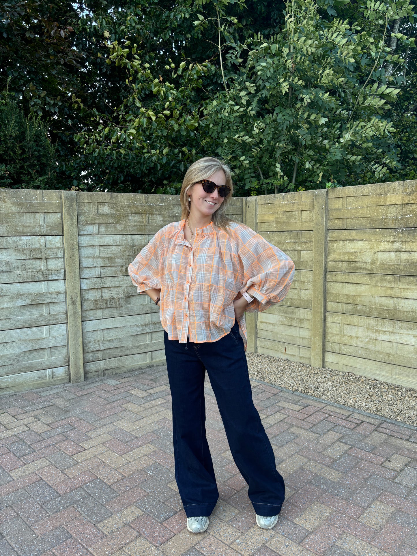 Liva blouse - bruin/oranje