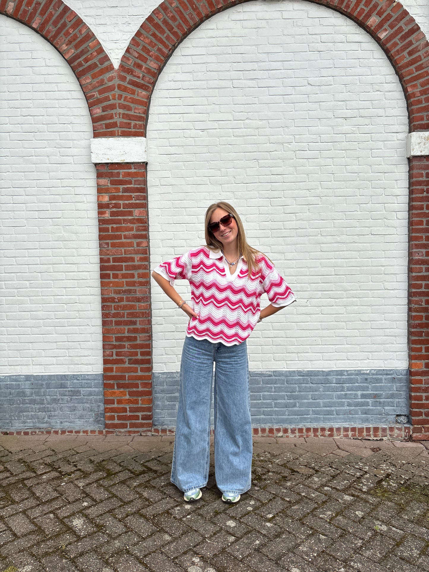 Jutta crochet polo - roze