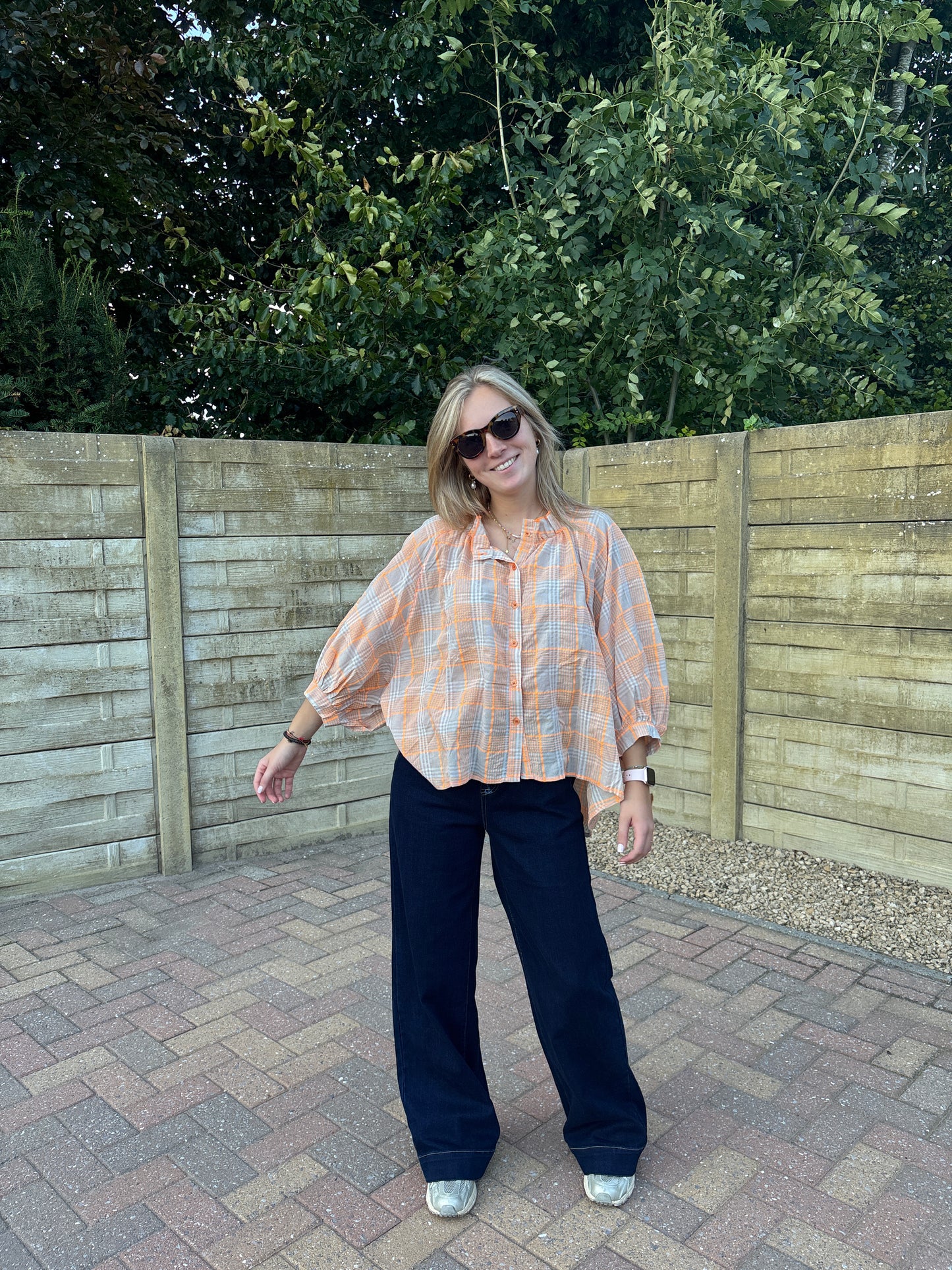 Liva blouse - bruin/oranje