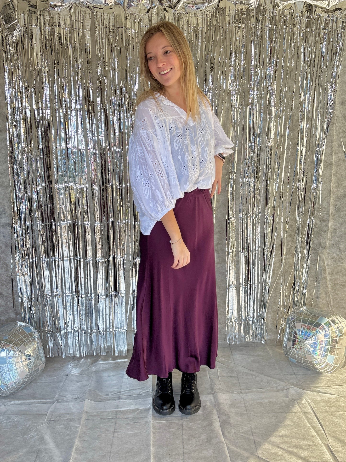 Satijnen rok - plum
