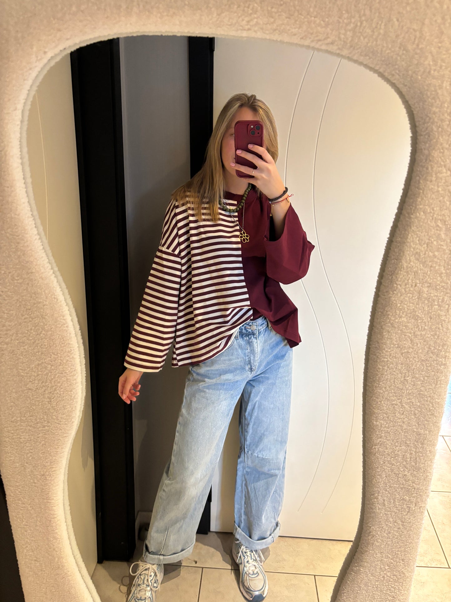 Billy longsleeve - bordeaux/wit