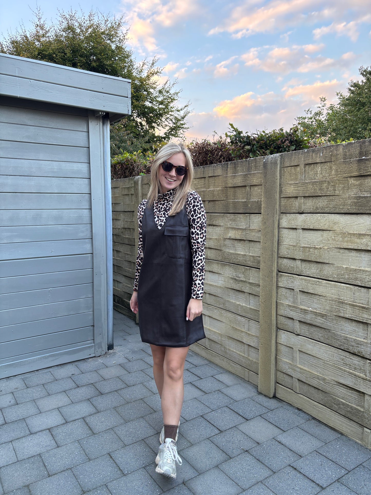 Lois lederen jurk - bruin