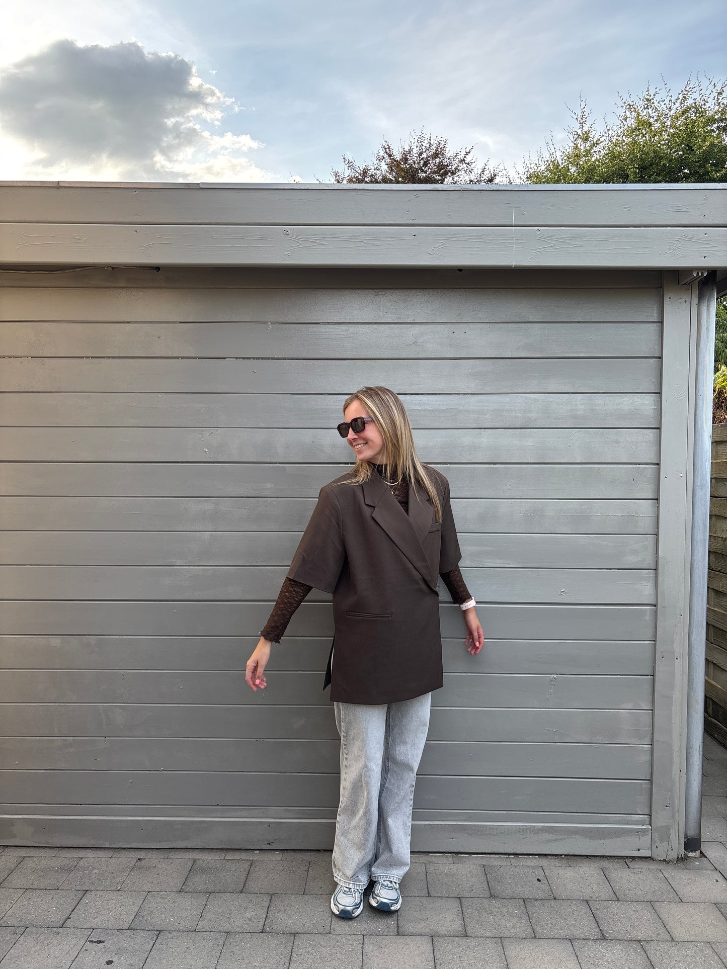 Allis kanten top - bruin