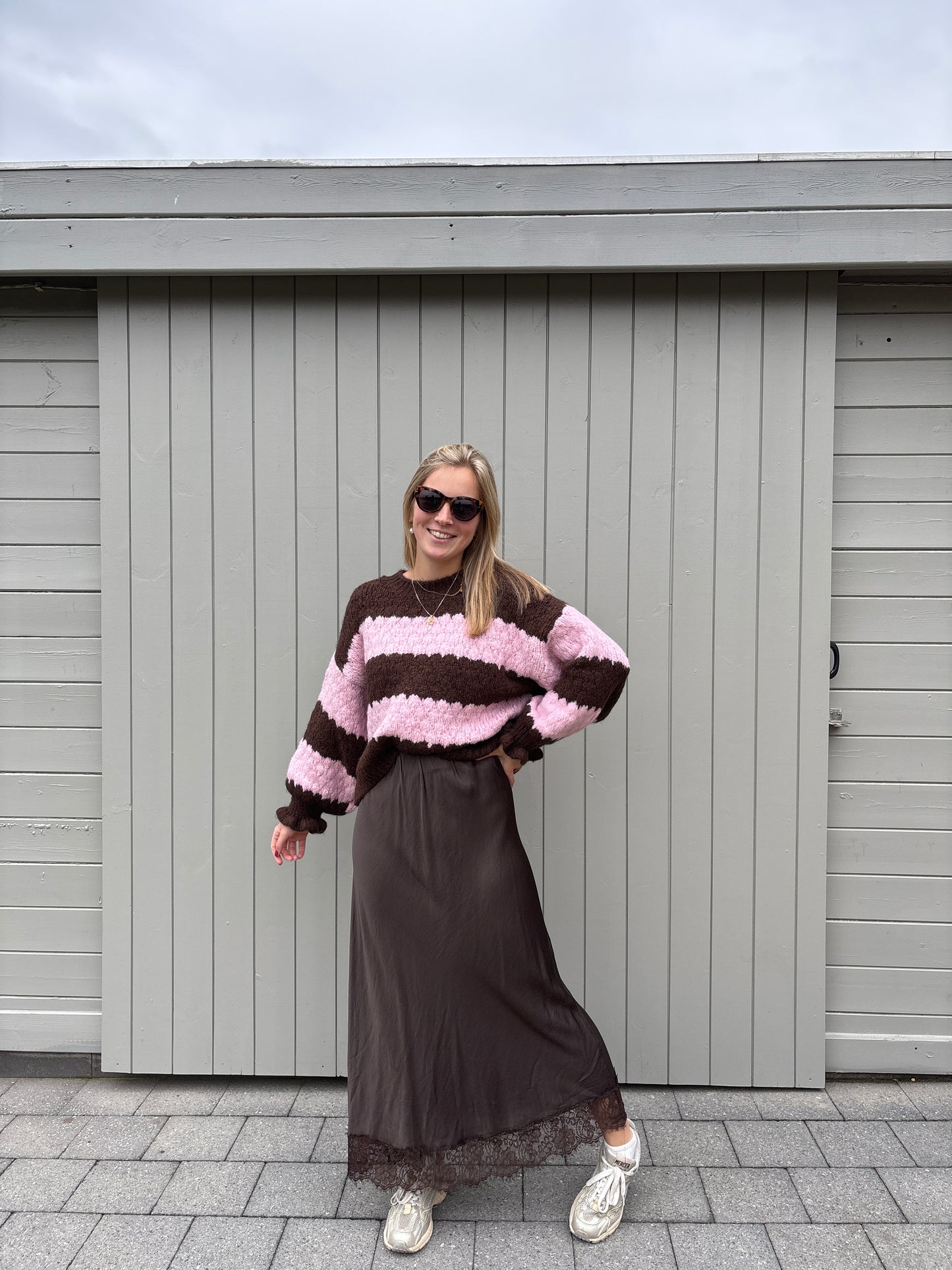 Kira satijnen rok - bruin