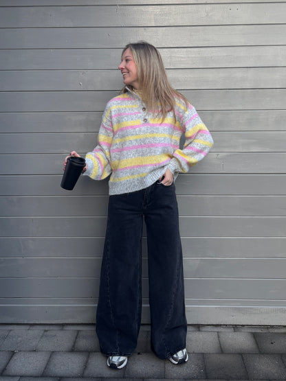 Sille polotrui - grijs/roze/geel