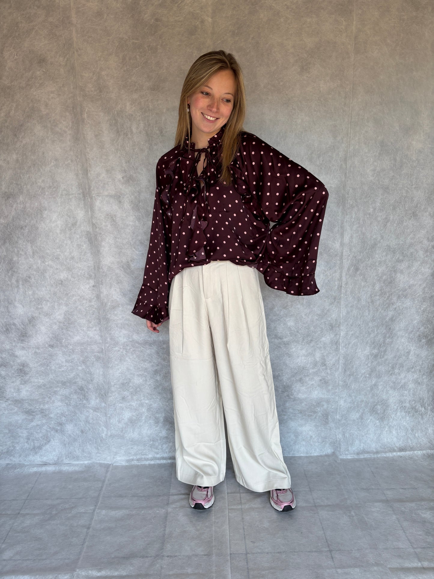 Polka blouse - bordeauxbruin