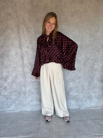 Polka blouse - bordeauxbruin