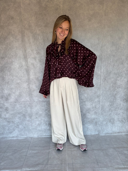 Polka blouse - bordeauxbruin