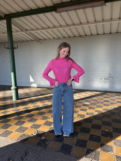 Saar kanten top - roze