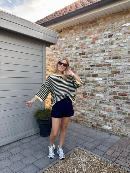 Lou pull - donkerblauw/geel