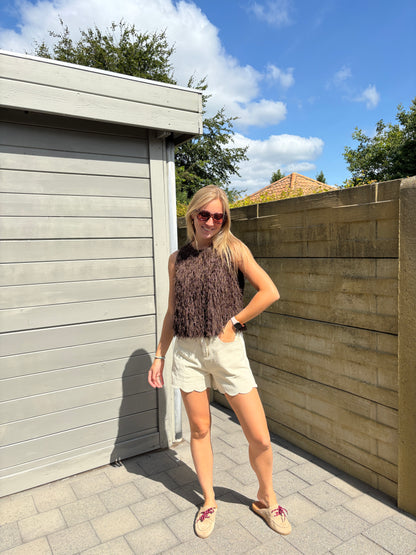 Ella fluffy top - bruin