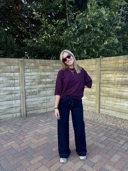 Lola T-shirt - bordeaux/donkerblauw
