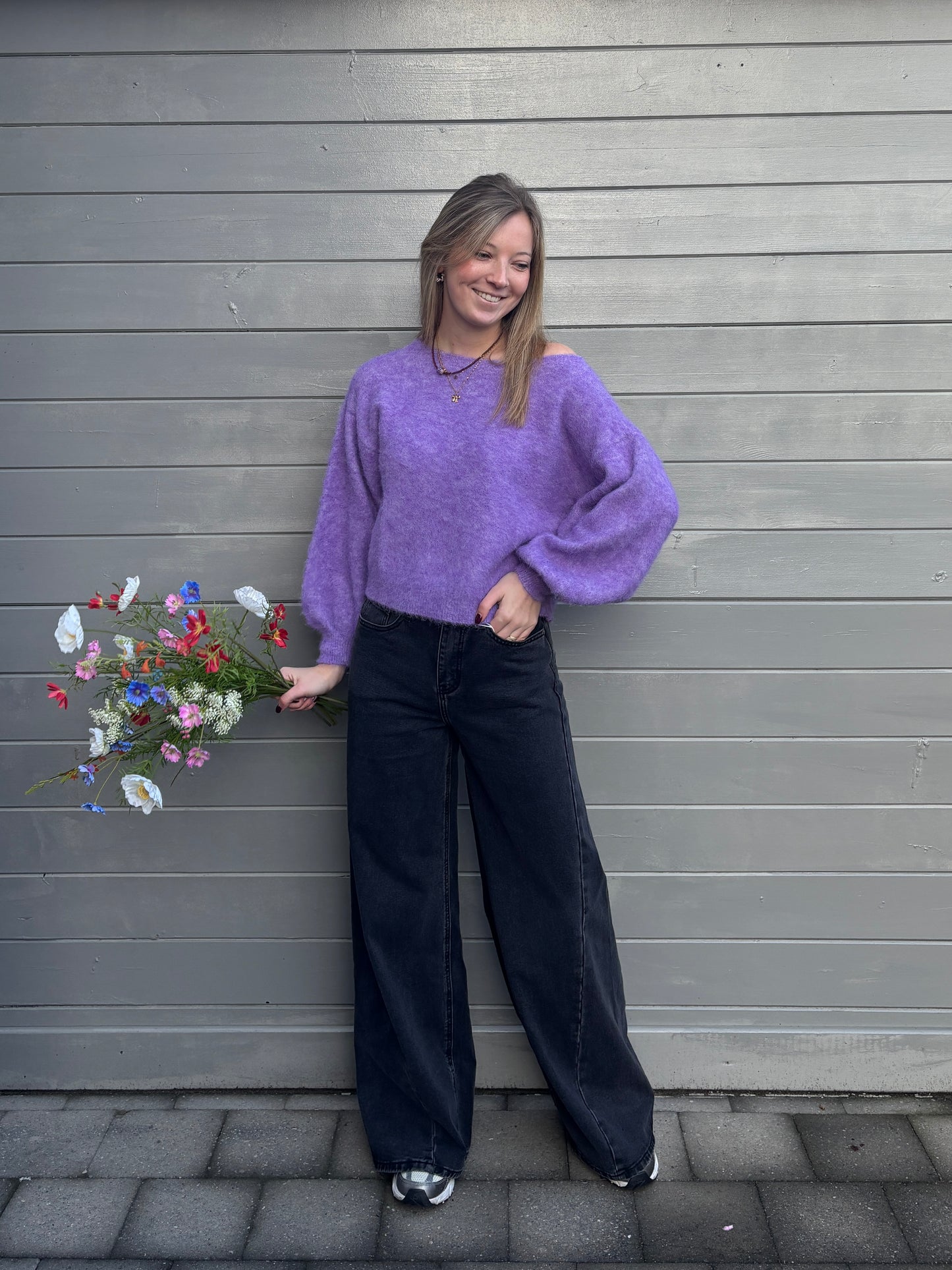 Palazzo jeans - donkergrijs