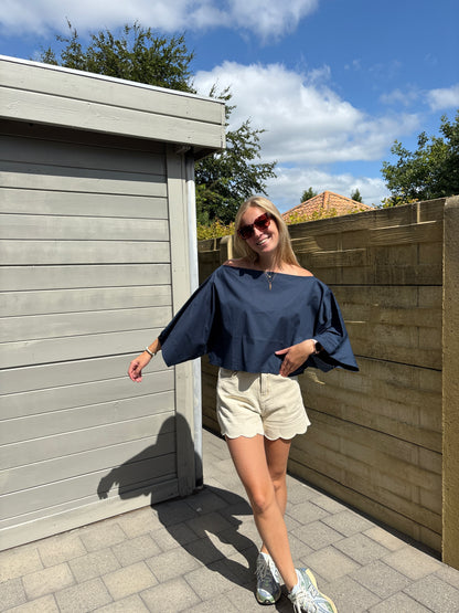 Lenna off shoulder top - donkerblauw