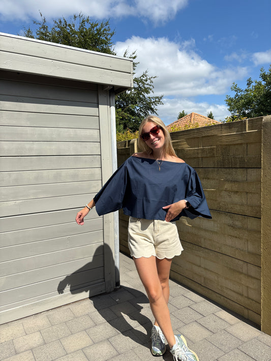 Lenna off shoulder top - donkerblauw