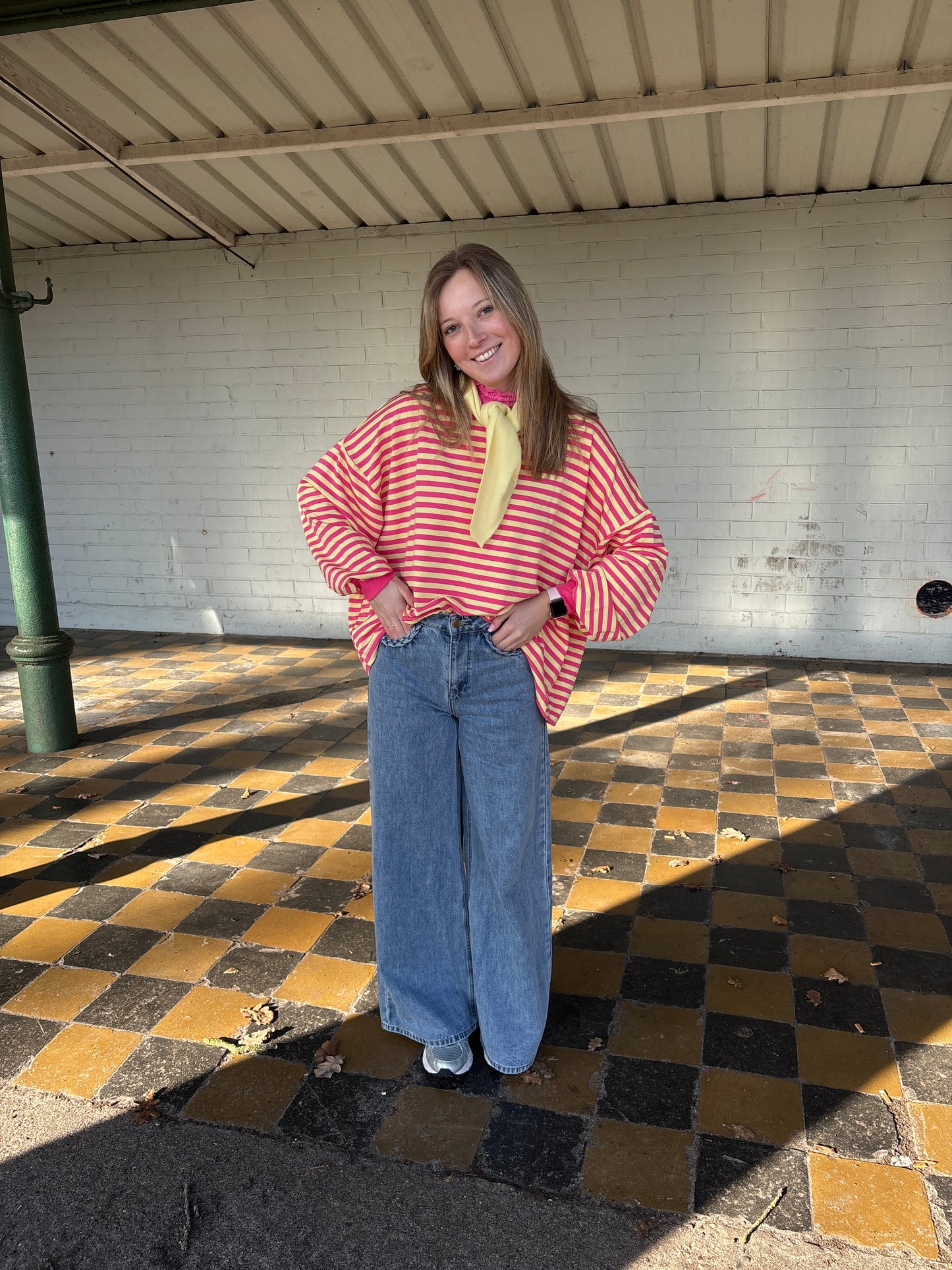 Pip sweater - geel/roze