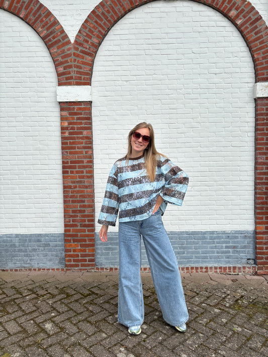 Kate truitje - bruin/lichtblauw