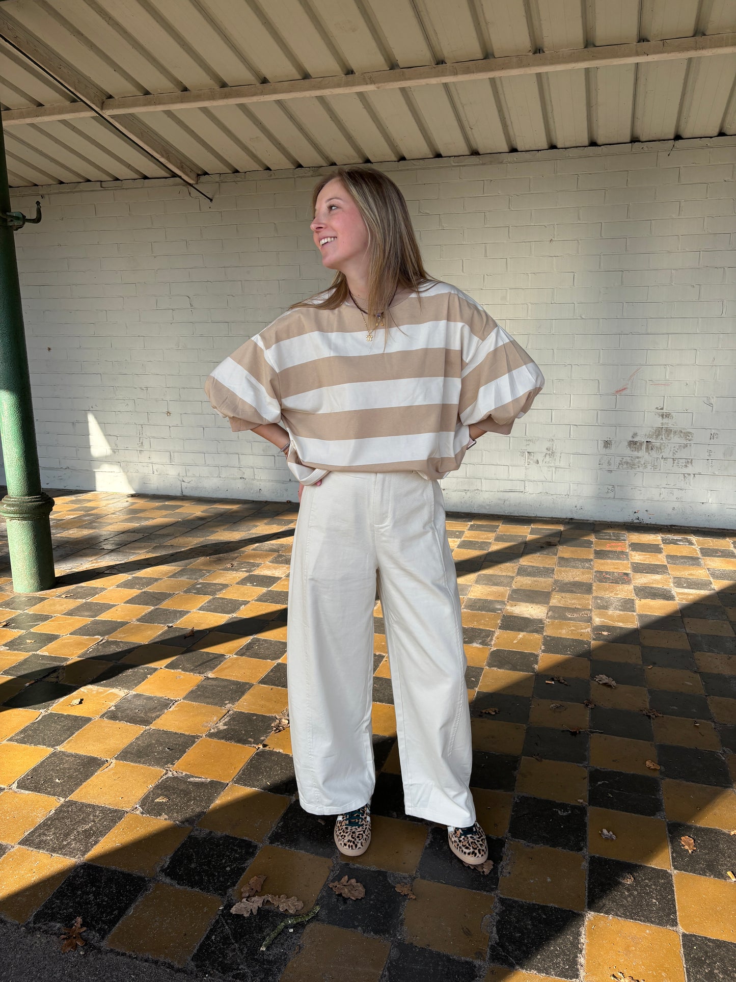 Tess t-shirt - wit/beige