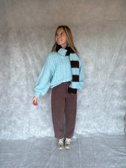 Nell sjaal - bruin/lichtblauw
