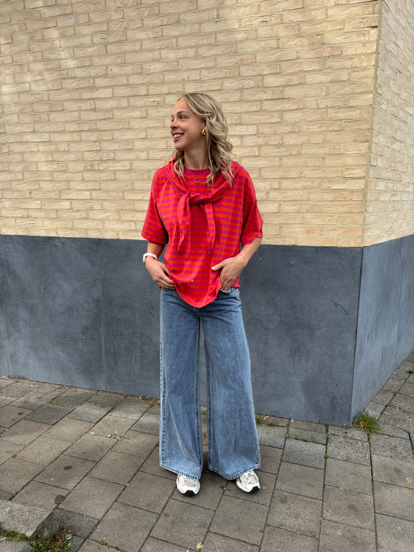 Nova glitter sjaaltje - oranje/roze