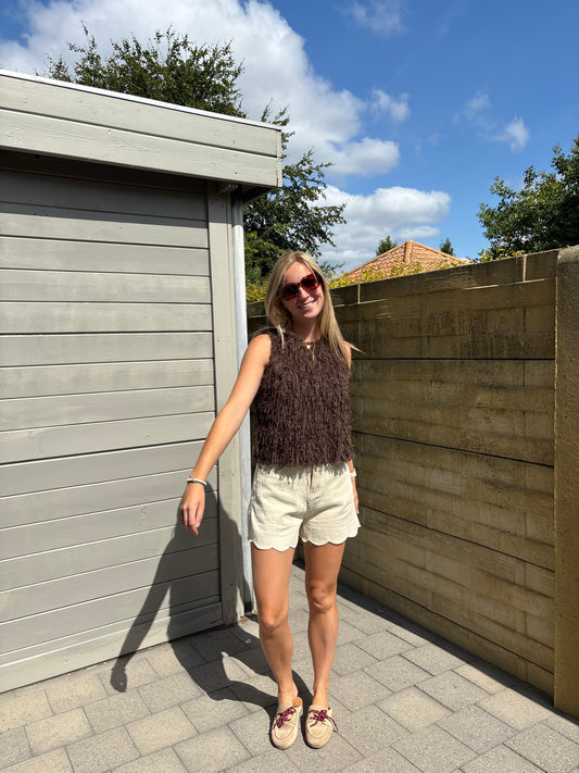 Ella fluffy top - bruin