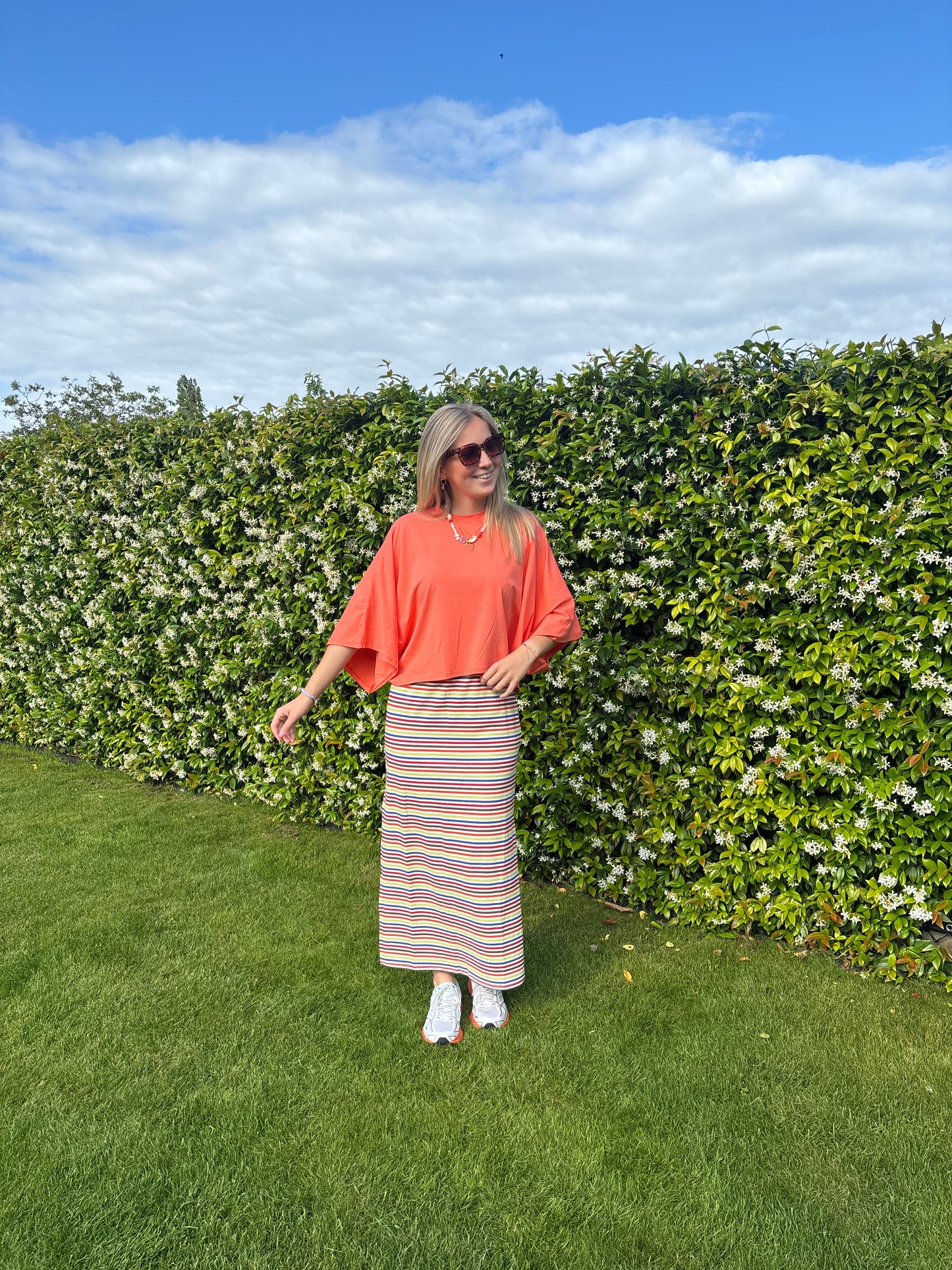 Olive t-shirt - oranje