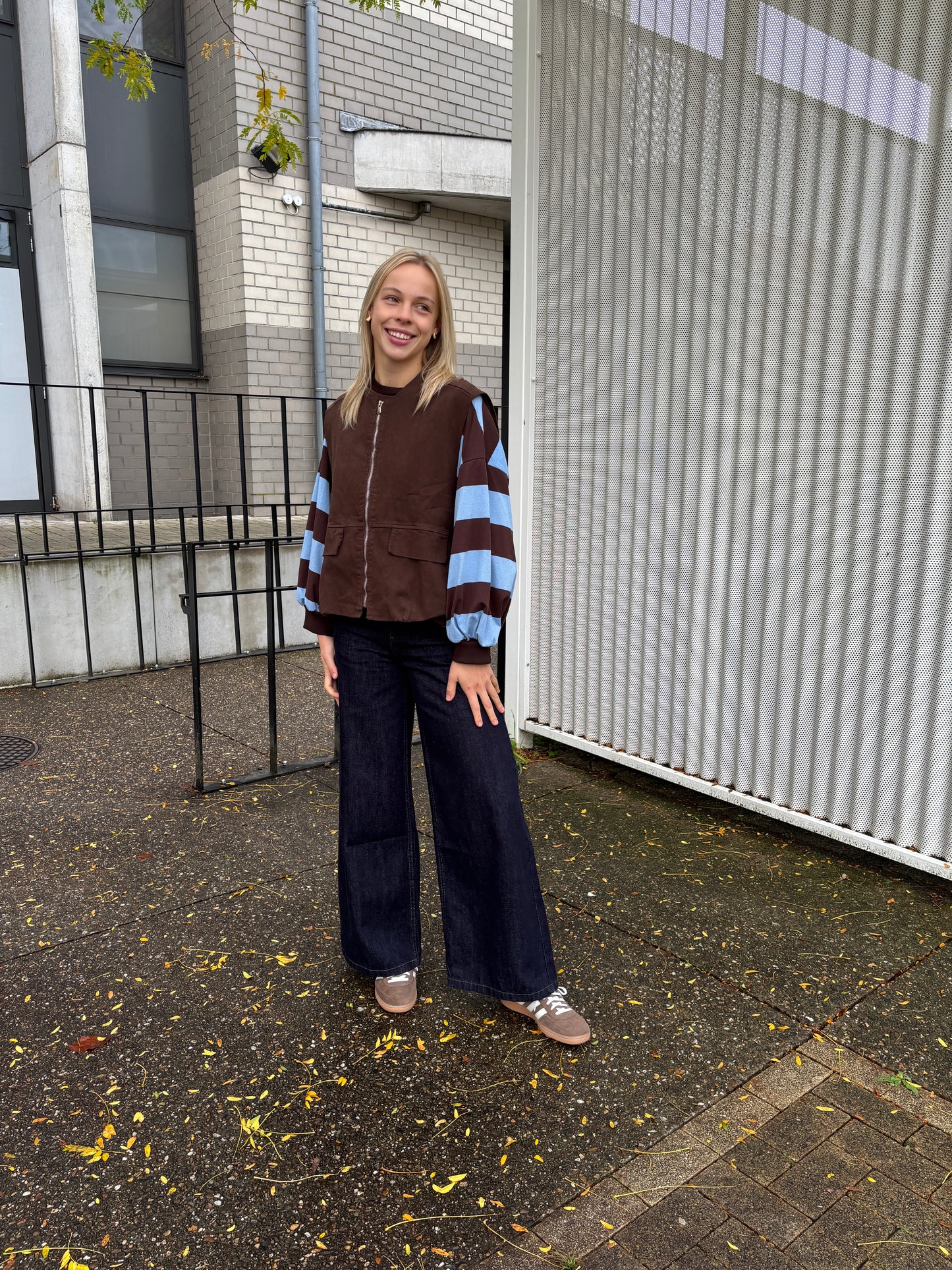 Mona sweater - bruin/lichtblauw