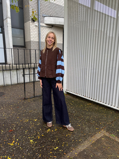 Mona sweater - bruin/lichtblauw