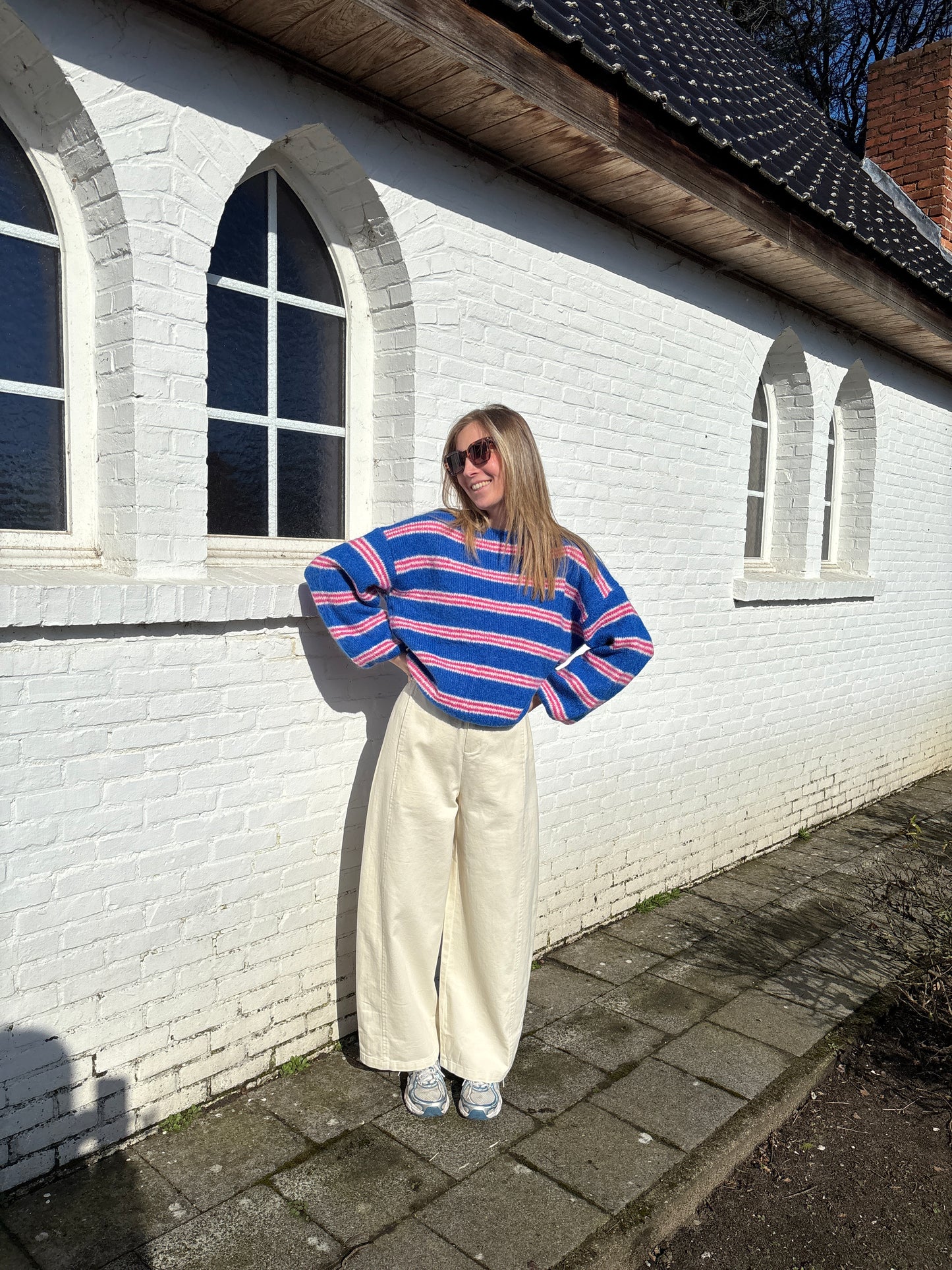 Merel trui - blauw/roze