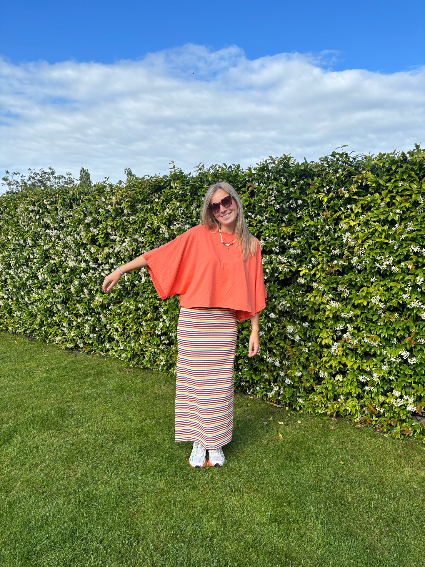 Olive t-shirt - oranje