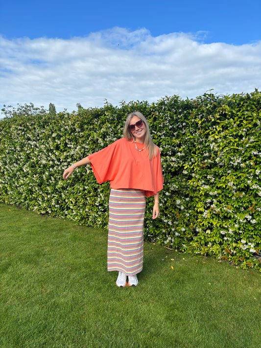 Olive t-shirt - oranje